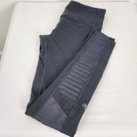 ALO Yoga Gray Moto Leggings Nylon Spandex Mesh Active Running Workout Gym Fit - Picture 9 of 16